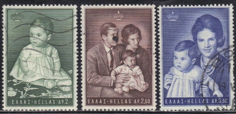 GREECE  SC# 876-78  USED  1966  ROYALTY  SEE SCAN