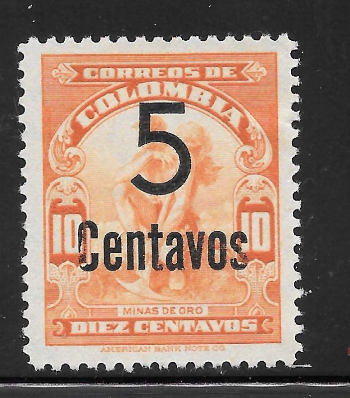 Colombia Scott 496 Unused LHOG - 1944 Surcharged Issue