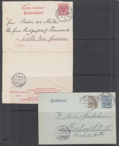 Germany, 2 different Postal Cards with BAHNPOST cancels, 1 printed to private or