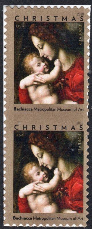 SC#5331 (50¢) Madonna & Child: Vertical Imperforate Pair (2018) SA