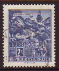 Austria 1968 Sc#696 2s Blue Klagenfurt Fountain USED-VF-NH.