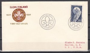 Finland, Scott cat. 346. Scouting, 50th Anniversary issue. First day cover.