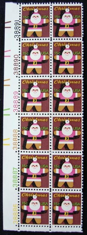 US #1800 MNH Plate Block of 12, Christmas SCV $4.00 L10