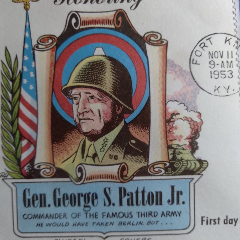 SCOTT #1026 FIRST DAY OF ISSUE PATTON B/4 BEAUTIFUL FLUGEL CACHET FREE SHIPPING