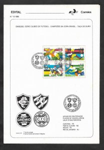 SD)1988 BRAZIL  FIRST DAY BULLETIN, FOOTBALL CLUBS SERIES, BRAZIL CUP