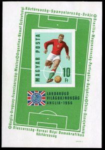 Hungary #1771 Cat$30, 1966 World Cup, imperf. souvenir sheet, never hinged