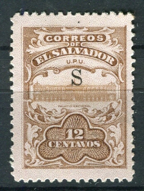 SALVADOR; 1915-16 Unissued Remainders ' S ' Optd fine Mint hinged 12c. value