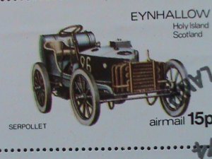 ​EYNHALLOW SCOTLAND STAMP:1974 CLASSIC ANTIQUE CARS  CTO- MNH - MINI SHEET