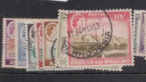 Rhodesia & Nyasaland SG 24a-30 VFU (5dog)