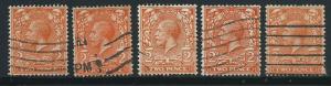 GB George V  SG 368  Used  x5 shades