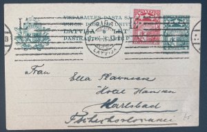 1923 Riga Latvia Postal Stationery Postcard Cover To Karlsbad Germany