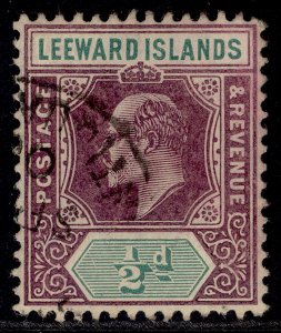 LEEWARD ISLANDS EDVII SG29a, ½d dull purple & green, FINE USED. Cat £22. CHALKY