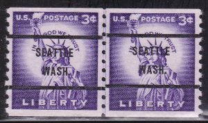 Precancel - Seattle, WA PSS 1057-71 Coil Line Gap Pair - No Gum