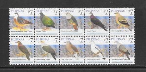 PHILIPPINES #3124 BIRD BLOCK OF 10 MNH