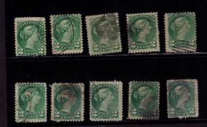 Canada #  36 Used 10 F-VF  stamps with shades & Cancels