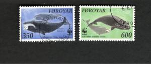 1990 Faroe Islands SCOTT #209-210 WWF WHALES used stamps
