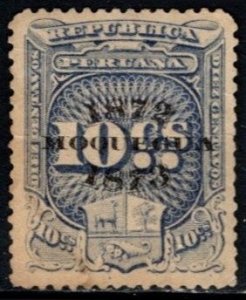 1872-3 Peru Revenue 10 Centavos Coat Of Arms General Tax Duty Moquegua Ovp�...