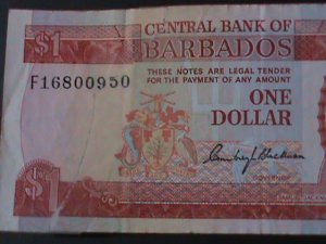 BARBADOS-1973-CENTRAL BANK $1 DOLLAR-LT..CIRULATED NOTE-WE SHIP TO WORLDWIDE