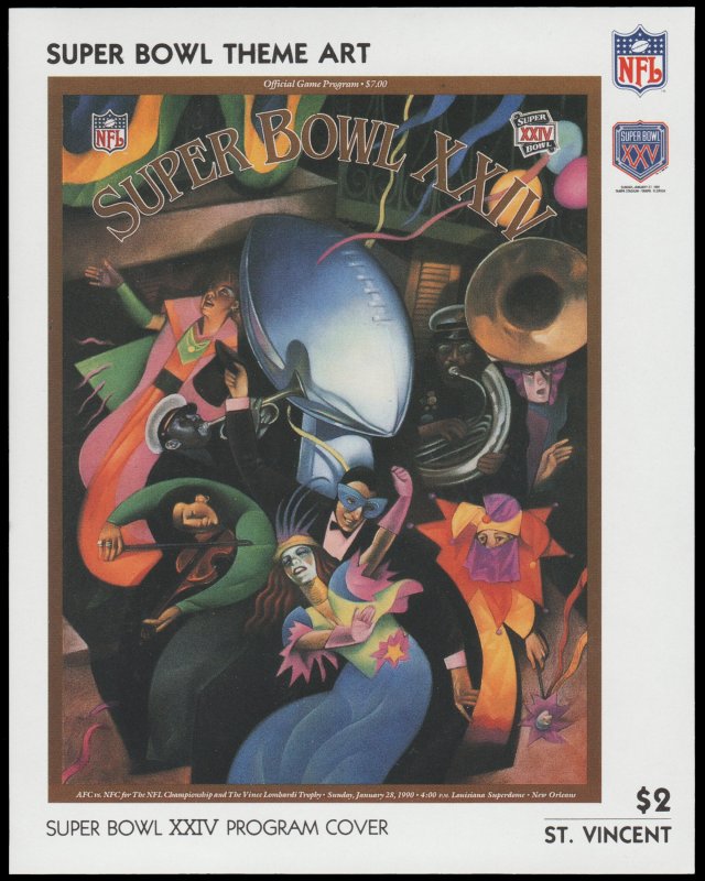 ST. VINCENT 1991. SCOTT # 1448. SOUVENIR SHEET. SUPER BOWL PROGRAM COVER.