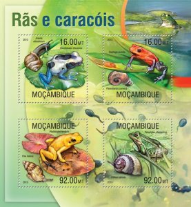 MOZAMBIQUE - 2013 - Frogs and Snails - Perf 4v Sheet - Mint Never Hinged