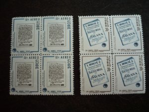 Stamps - Cuba - Scott# C195-C196 - Mint Hinged Set of 2 Stamps in Blocks of 4