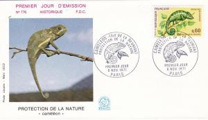 France # 1321, Reunion Chameleon, 1st Day