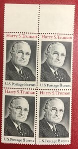 1973 US Scott 1499 MNH Block 8 cent Harry S. Truman Lot 1084