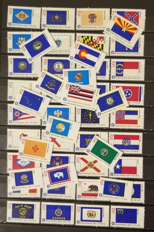 Scott 1633-82 13c Bicentennial State Flags 1976 Set 50 Stamps MNH OG Mint z8196 