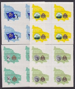 NORFOLK IS 1978 Girl Scouts self adhesive set blocks of 4 MNH..............A5193