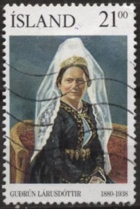 Iceland 696 (used) 21k Guðrún Lárusdóttir, author & politician (1990)