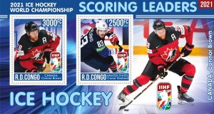 Stamps.Sports Ice Hockey 2021 year 1+1 sheets perf Congo