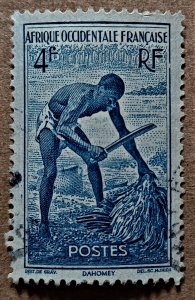 French West Africa #48 4fr Dahomey Laborer USED (1947)