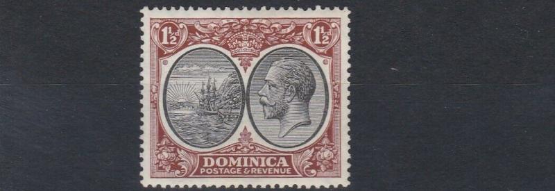 DOMINICA  1923 - 33   S G  75    1 1/2D   BLACK  &  BROWN      MH  