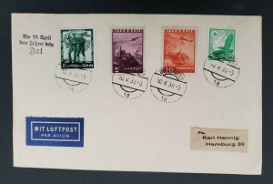 1938 Innsbruck Austria to Hamburg Germany Mixed Multi Franking Air Mail Cover