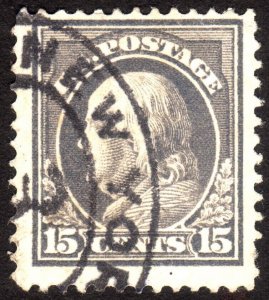 1912, US 15c, Franklin, Used, Sc 418