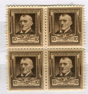 USA; 1940 early Poets issue fine MINT MNH unmounted 10c. BLOCK of 4