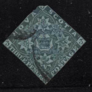 Nova Scotia  Sc 3 1851 3d Crown and Flowers stamp used