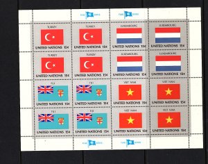 United Nations Flags...4 sheets  64 flags  mnh