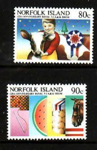 Norfolk Is.-Sc#371-2- id8-unused NH set-Agricultural, Horticultural show-1985-