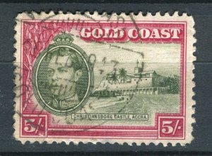 GOLD COAST; 1938 early GVI Pictorial issue fine used 5s. value