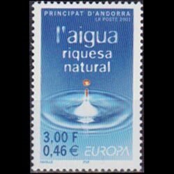 ANDORRA FR. 2001 - Scott# 536 Europa-Water Set of 1 NH