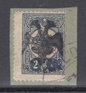 Albania Mi 8 used 1913 2pi on small piece, Cert