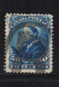 Canada Sc 47 1893 20c Queen Victoria in Widow Weeds stamp used