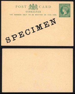 Gibraltar HG3 QV 1/2d Postcard on buff opt SPECIMEN