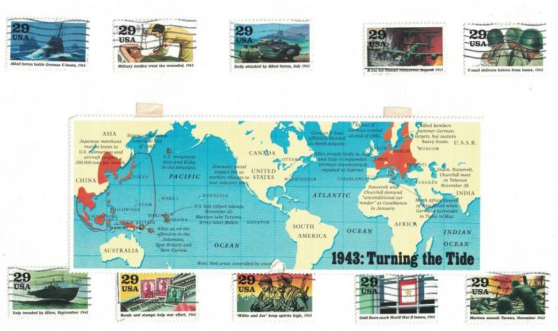 Scott 2559, 2697, 2765, 2838 & 2981 - World At War. Sets Of 10 Used. #02 2559s10