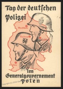 3rd Reich Waffen SS Polizei GGov Poland Propaganda Card Luftwaffe USED 112980