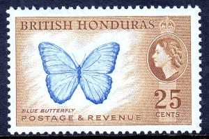 British Honduras - Scott #151 - Blue butterfly - MH - SCV $7.00