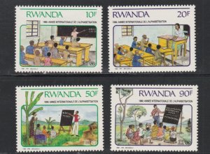 Rwanda # 1356-1359, Int'l Literacy Year, Mint NH, 1/2 Cat