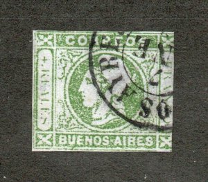 Argentina/ Buenos Aires - Sc# 9a  - 1860 Local print    /     Lot 0124028