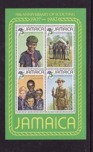 Jamaica-Sc#531a-Unused NH sheet-Scouting-Boy Scouts-1982-